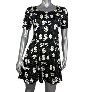 Andy Warhol by Pepe Jeans | Black & White Fit and Flare Dress Dollar Sign print
